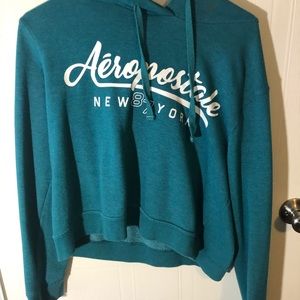 Aqua Green Aeropostale crop top hoodie